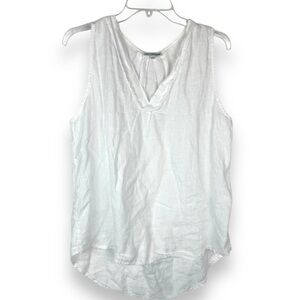 Lin Blanc 100% Linen Top Womens Size 44 (10 Large) Quiet Luxury Made in‎ Italy